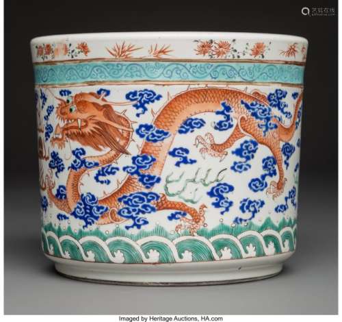 78176: A Chinese Enameled Porcelain Planter, late Qing