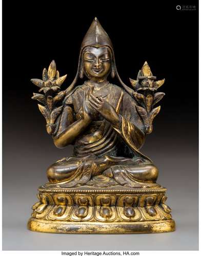 78364: A Chinese Gilt Bronze Figure of a Lama, Qing Dyn