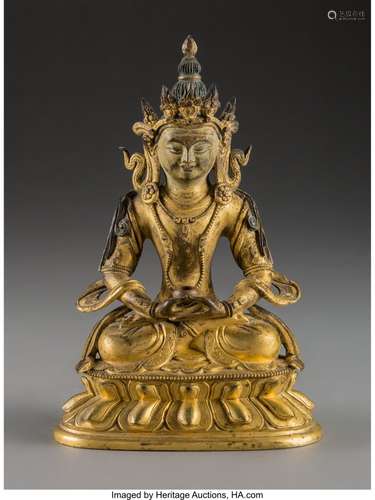 78373: A Chinese Gilt Bronze Figure of Avalokiteś