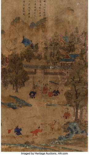 78438: Eight Painted Korean Screen Panels Depicting Boy