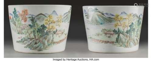 78192: Pair of Chinese Qianjiang Enameled Porcelain Pla
