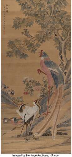 78332: After Shen Quan (Chinese, 1624-1684) Birds Hangi