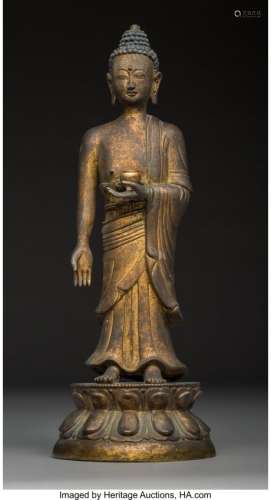 78215: A Large Chinese Gilt Bronze Figure of Standing B