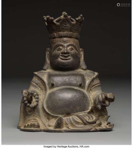 78208: A Chinese Cast Bronze Figure of Seated and Crown