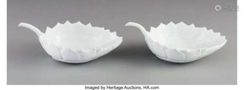 78188: A Pair of Chinese White Glazed Porcelain Lotus-F