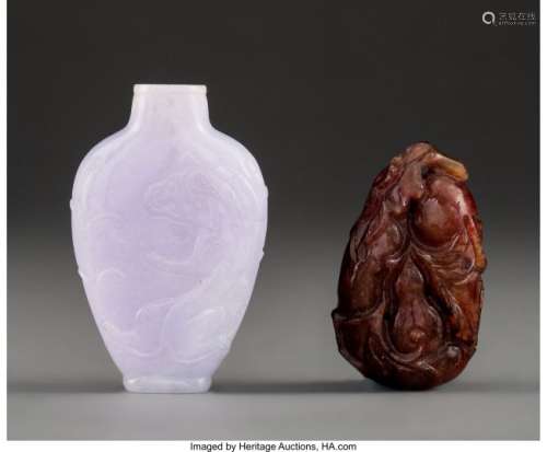 78026: A Chinese Carved Lavender Jadeite Snuff Bottle w