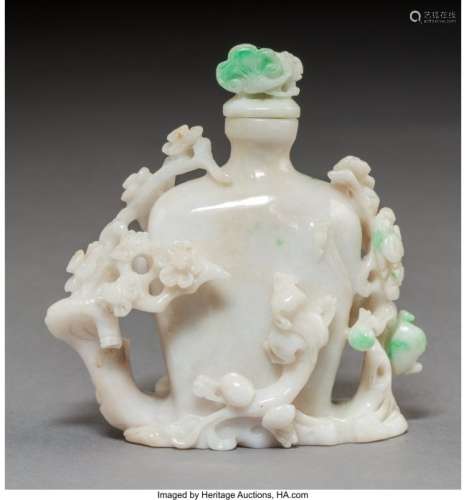 78027: A Chinese Carved Jadeite Snuff Bottle 3-1/2 x 3