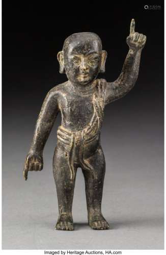 78214: A Chinese Bronze Figure of the Child Buddha, ear