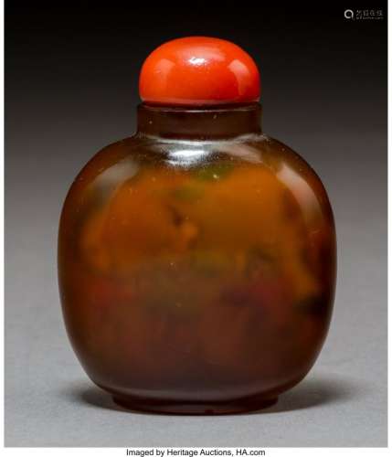 78019: A Chinese Inside-Painted Agate Snuff Bottle, ear