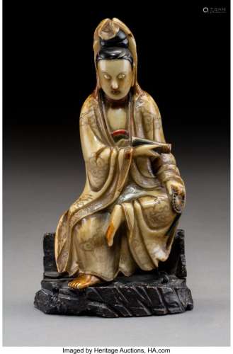 78256: A Chinese Carved and Painted Soapstone Figure of