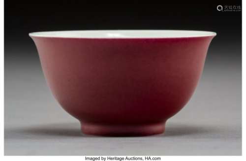 78164: A Chinese Ruby Ground Porcelain Bowl Marks: (six