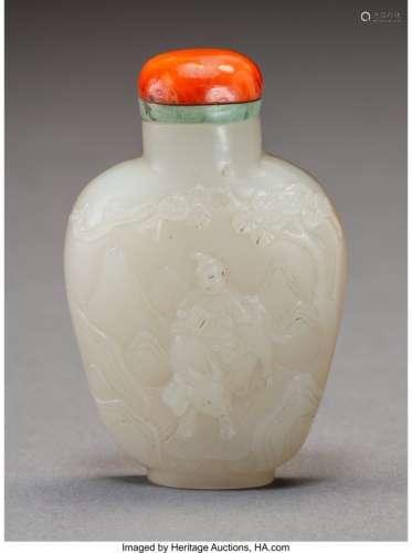 78029: An Exceptional Chinese White Jade Wall Vase Snuf