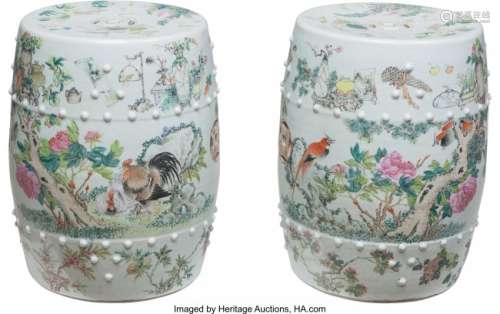 78199: A Pair of Chinese Enameled Porcelain Garden Seat
