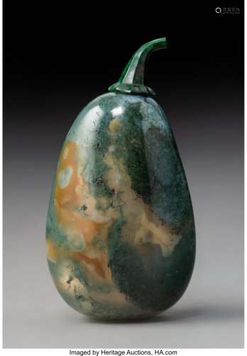 78016: A Chinese Moss Agate Pebble Snuff Bottle, 19th c