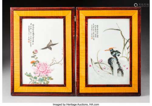 78201: A Pair of Chinese Enameled Porcelain Plaques, Re