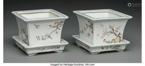78196: A Pair of Chinese Export Enameled Porcelain Jard