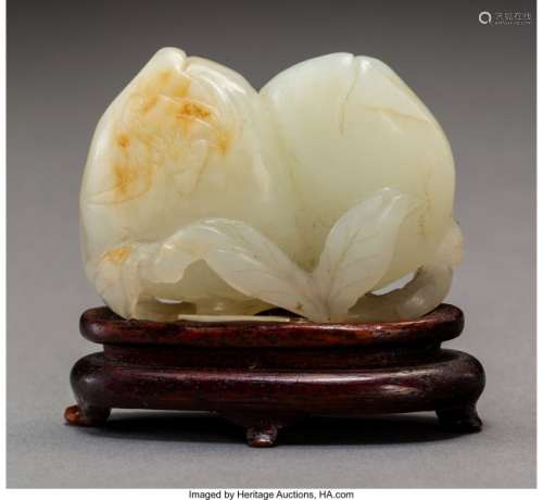 78061: A Chinese White Jade Peach Carving, 18th century
