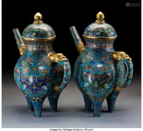 78228: A Pair of Chinese Cloisonné Enameled and