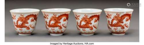 78182: A Set of Four Chinese Porcelain Wine Cups with I