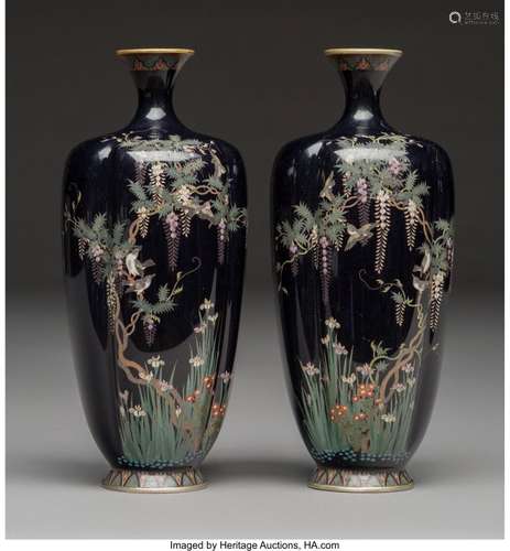 78403: A Pair of Japanese Cloisonné Vases, Meiji