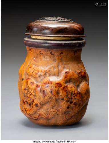78264: A Chinese Carved Wood and Gourd Cricket Cage, Qi