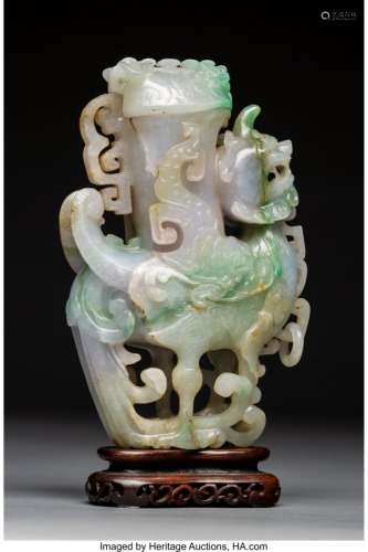 78108: A Large Chinese Archaistic Carved Jadeite Beast-