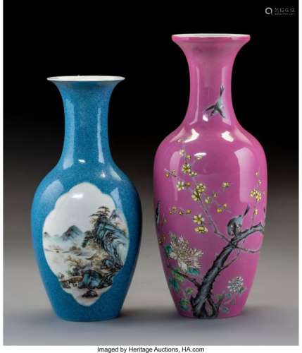78200: Two Chinese Enameled Porcelain Vases, Republic p