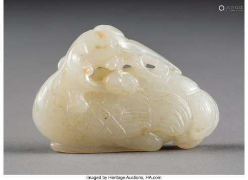 78069: A Chinese White Jade Crane Carving, Qing Dynasty