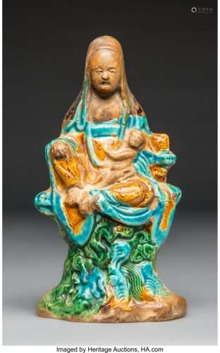 78134: A Chinese Fahua Glazed Pottery Figure of Songzi