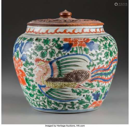 78136: A Chinese Wucai Enameled Porcelain Jar, late Min