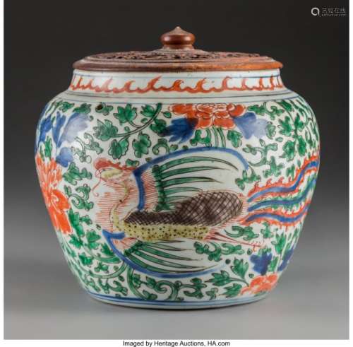 78136: A Chinese Wucai Enameled Porcelain Jar, late Min