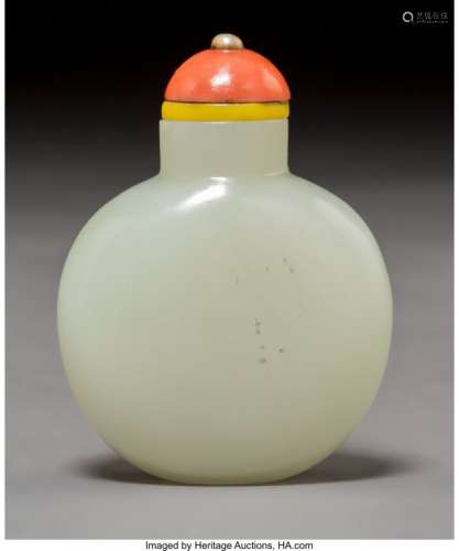 78031: A Chinese White Jade Snuff Bottle, Qing Dynasty