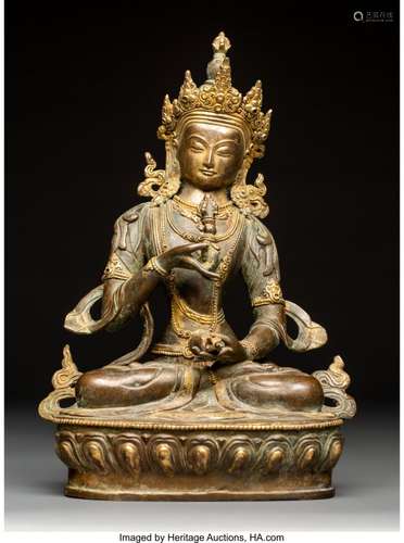 78371: A Tibetan Gilt Bronze Figure of Avalokitesvara,