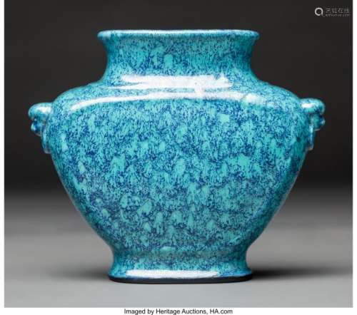 78168: A Chinese Robin's Egg Glazed Porcelain Wall Vase
