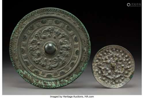 78207: Two Chinese Bronze Mirrors, Tang Dynasty or late
