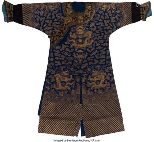 78281: Two Chinese Blue Ground Dragon Robes, first half