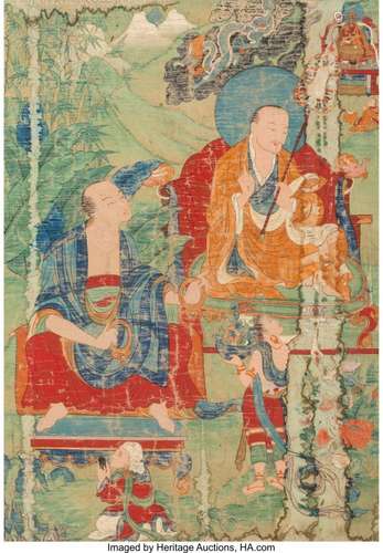 78357: A Rare Chinese or Tibetan Thangka Depicting Lama