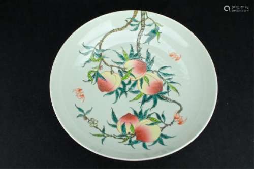Large Chinese Qing Porcelain Peach Plate