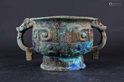 ZhanGuo Bronze Jar with Pair of Handle