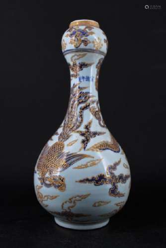Ming Porcelain Blue&White Gold Glited Vase