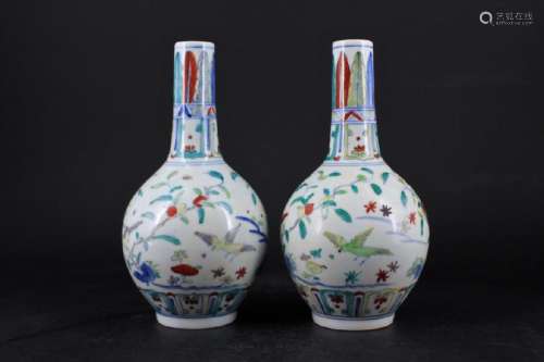 Pair of Ming Porcelain DouCai Vase