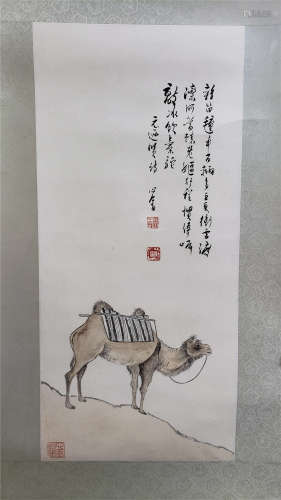 溥儒-駱駝 紙本 鏡片