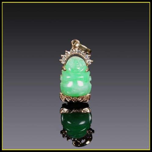 PENDENTIF en or jaune 14 carats serti d'un budai /...;