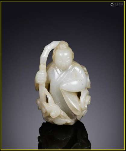 SUJET EN JADE NEPHRITE SCULPTE A L'EFFIGIE D'UN DI...;