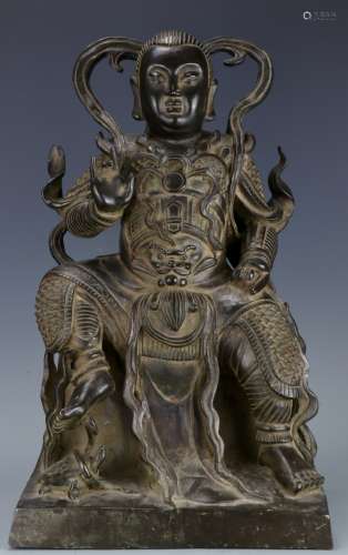 A Qing Bronze Figure of Zhenwu Emperor