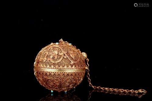 Qing Gilt Silver Cloisonné 'Globe' Lamp