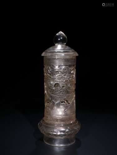 A Qing Crystal Carved 'Flying Dragon' Censer