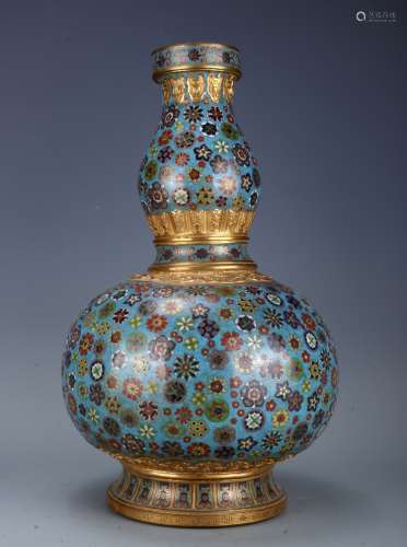 A Qing Cloisonne Enamel Gourd Vase