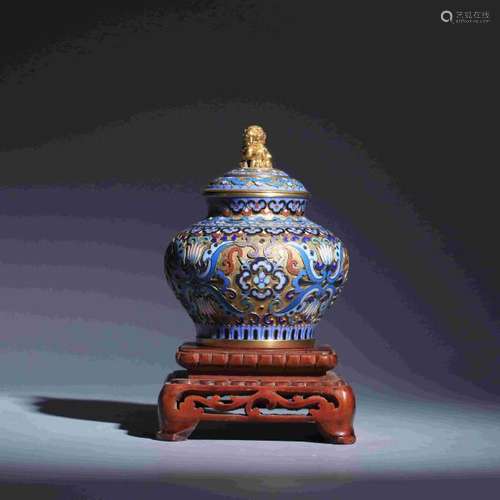 BRONZE GLAZED ENAMEL JAR WITH COVER