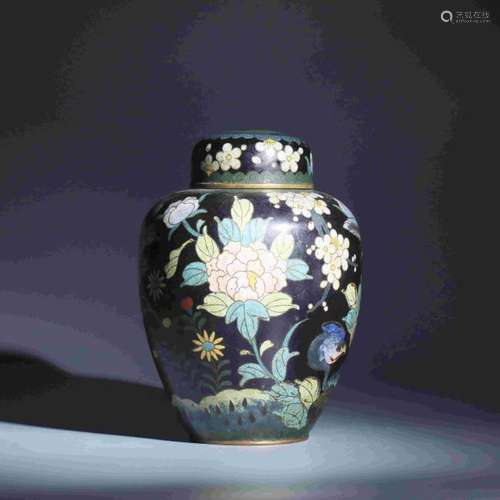 BRONZE GLAZED ENAMEL JAR WITH COVER